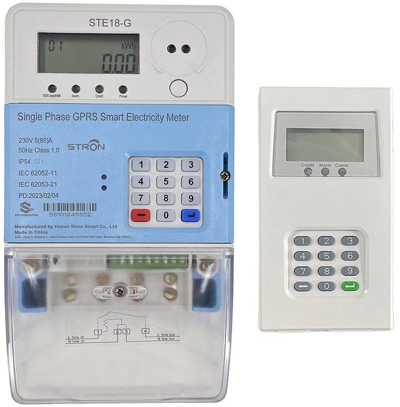 Bàn phím tách trả trước Đồng hồ đo năng lượng một pha Loại mã thông báo tín dụng thấp