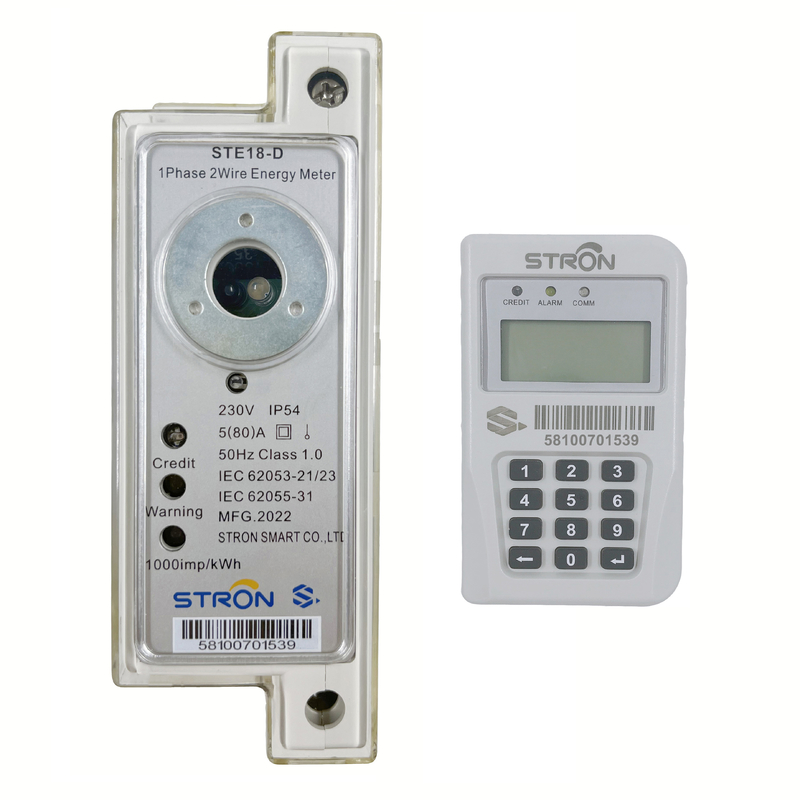 Stron STS Din Rail Prepaid Digital Energy/Electricity Meter Single Phase Với 2 dây truyền thông và đơn vị giao diện khách hàng