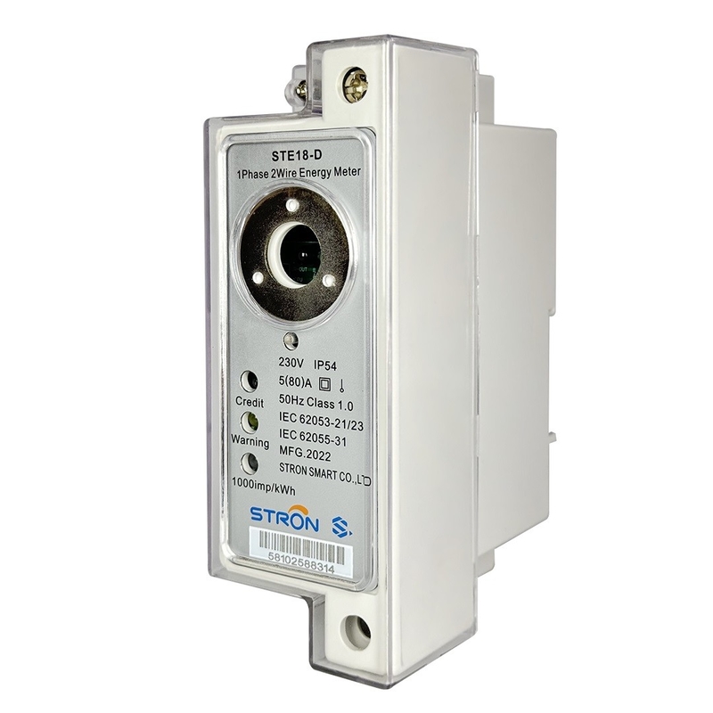 Stron STS Din Rail Prepaid Digital Energy/Electricity Meter Single Phase Với 2 dây truyền thông và đơn vị giao diện khách hàng