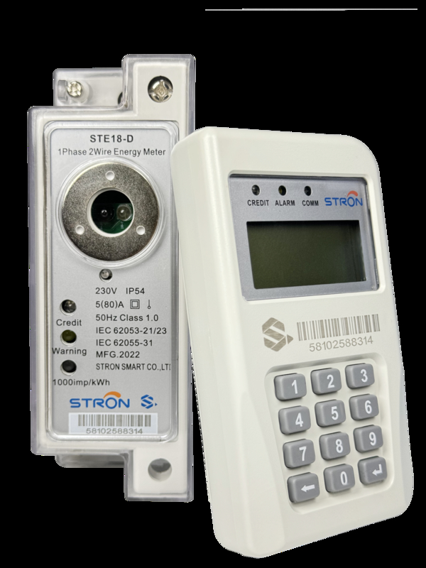 Đồng hồ đo điện một pha STS trả trước gắn thanh ray + Giao tiếp mô-đun RF/PLC CIU