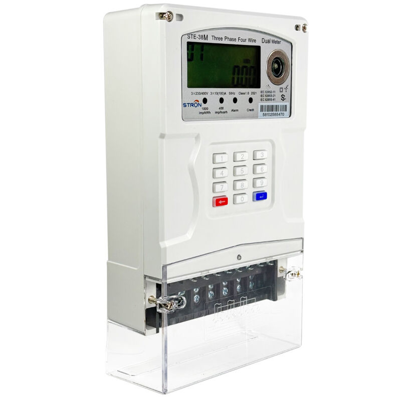Smart Prepaid Electricity Meter featuring three phase four wire measurement with RF communication for power monitoring and management