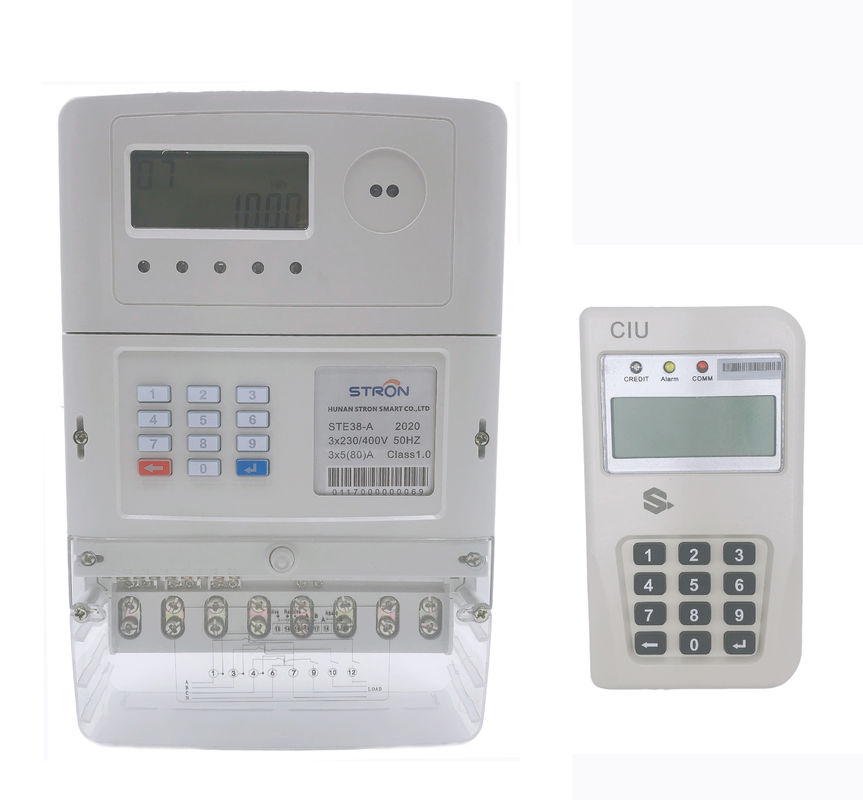 Đồng hồ đo điện ba pha trả trước tiêu chuẩn STE38-S Stron STS Đồng hồ đo điện ba pha với CIU Hotsale