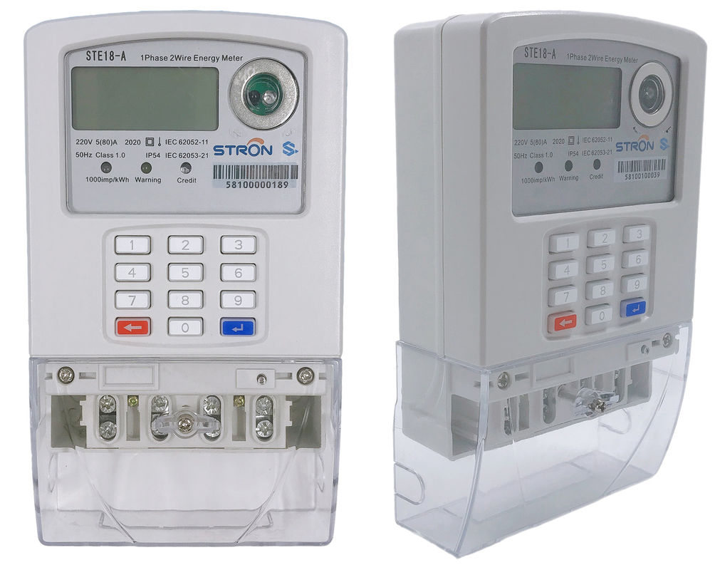 Loại bàn phím STS Đồng hồ đo điện một pha trả trước LORA-RF với khả năng chống thấm nước IP54