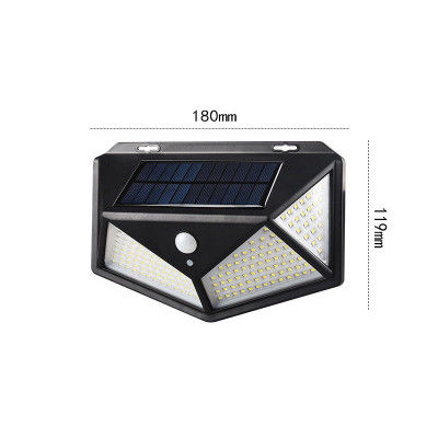 Đèn tường ngoài trời năng lượng mặt trời sân vườn Đèn hành lang cảm ứng thân 100LED