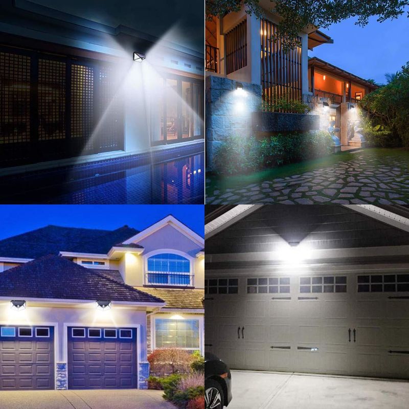 Đèn tường ngoài trời năng lượng mặt trời sân vườn Đèn hành lang cảm ứng thân 100LED