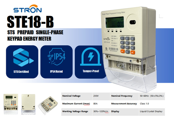 Máy đo điện trả trước một pha IP45 chống giả mạo cho quản lý điện từ xa