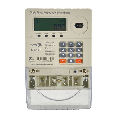 Đồng hồ đo năng lượng thông minh một pha hai dây trả trước Stron STE18-B chống nước IP54 màn hình LCD độ chính xác Cấp I LORA-RF 230V 60A