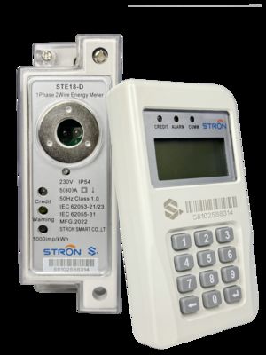 Đồng hồ đo điện một pha STS trả trước gắn thanh ray + Giao tiếp mô-đun RF/PLC CIU