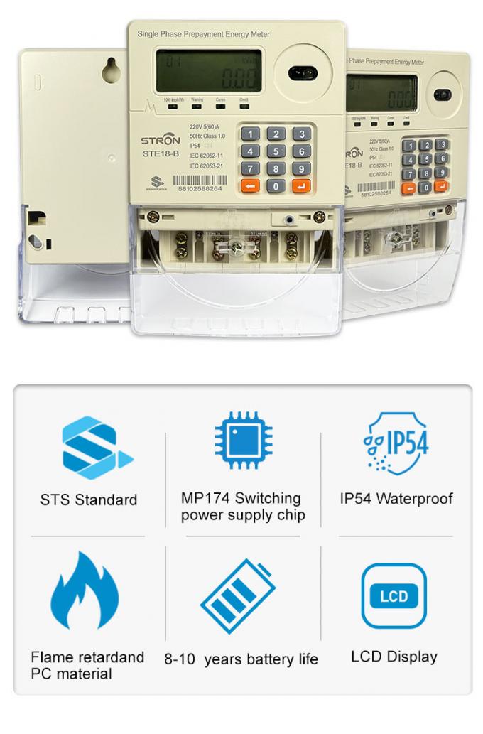 3 * 230V điện áp danh nghĩa Smart Prepaid Electricity Meter với khả năng tương thích mạng 2G và 4G Các tùy chọn truyền thông có dây và không dây 2